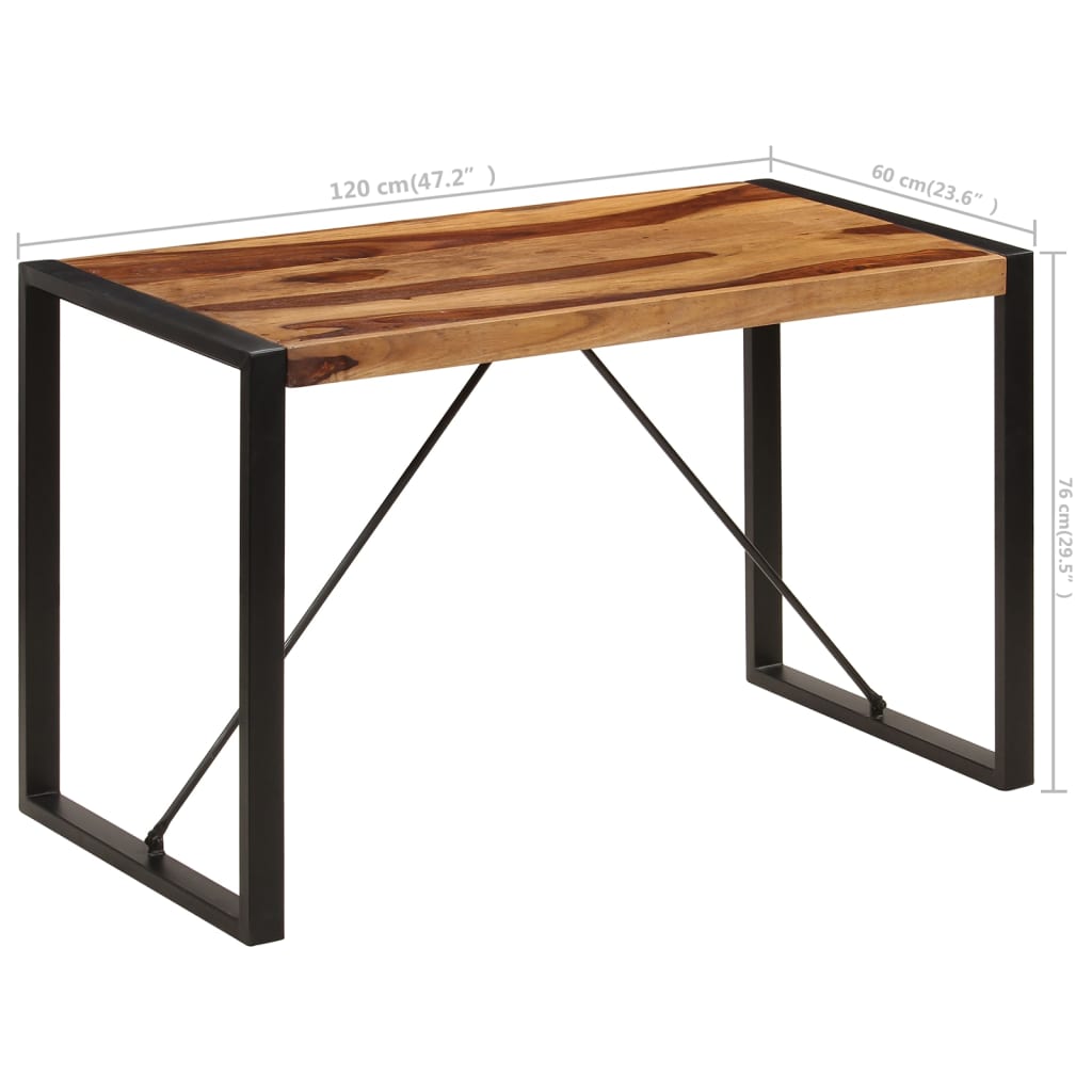 Dining Table Brown and black Solid Acacia wood 47.2 in Durable