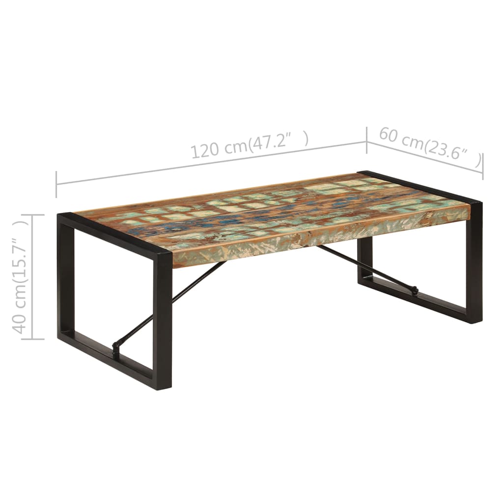 Coffee Table Multicolor Solid Reclaimed Wood 47.2 in long Durable