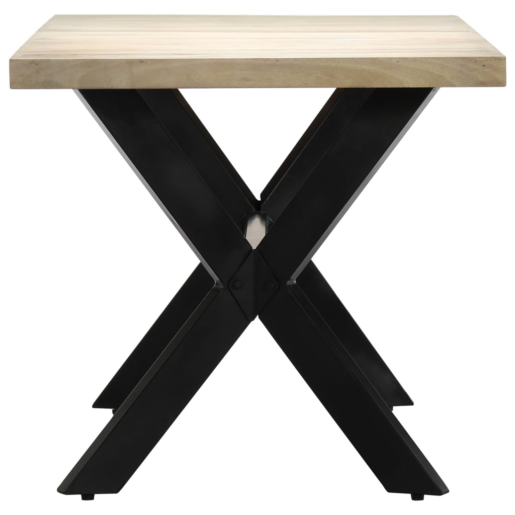 Dining Table White and black Solid mango wood and powder-coated steel