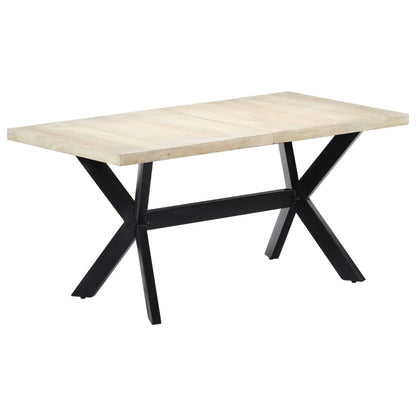 Dining Table White and black Solid mango wood and powder-coated steel