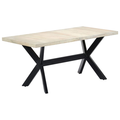 Dining Table White and black Solid mango wood and powder-coated steel