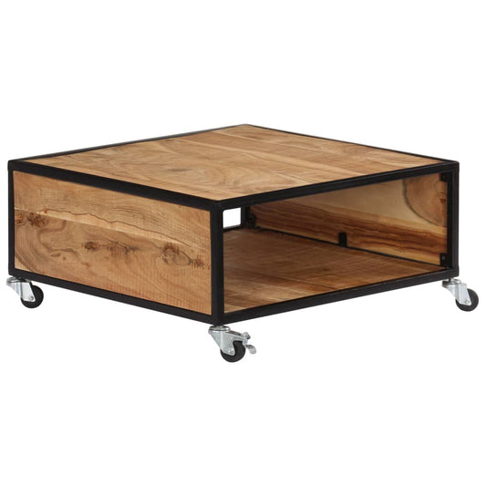 Coffee Table Natural Acacia Solid Acacia Wood Medium Rollable
