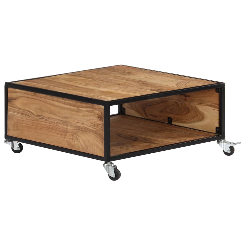 Coffee Table Natural Acacia Solid Acacia Wood Medium Rollable