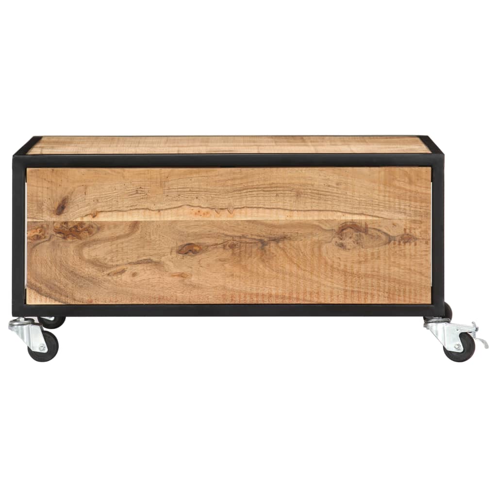 Coffee Table Natural Acacia Solid Acacia Wood Medium Rollable