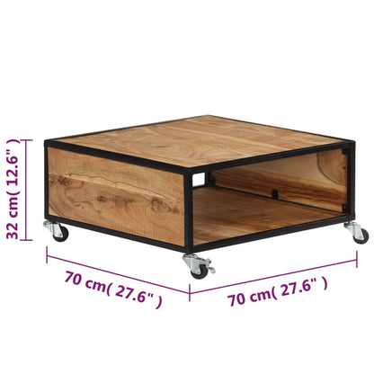 Coffee Table Natural Acacia Solid Acacia Wood Medium Rollable