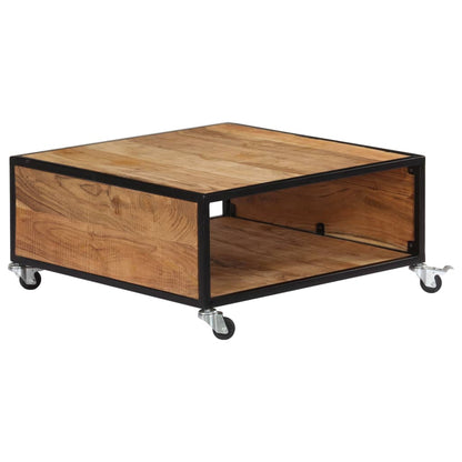 Coffee Table Natural Acacia Solid Acacia Wood Medium Rollable