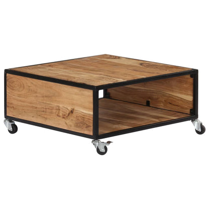 Coffee Table Natural Acacia Solid Acacia Wood Medium Rollable