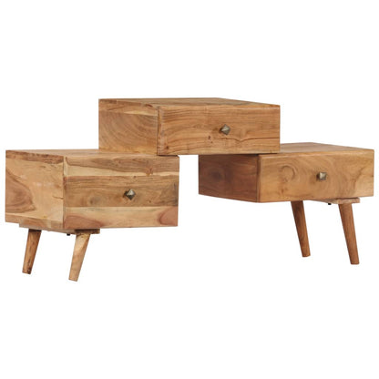 TV Stand Honey Solid acacia wood Medium TV Stand Rectangular