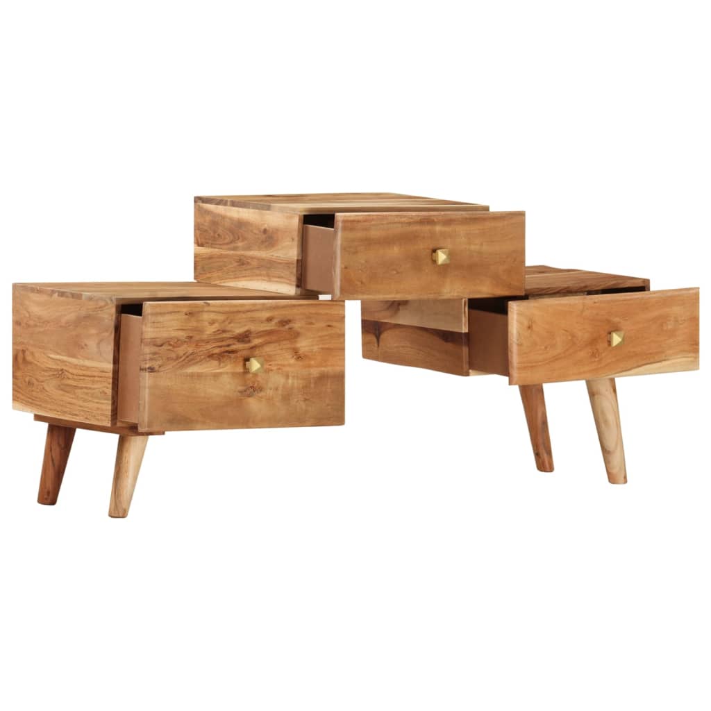 TV Stand Honey Solid acacia wood Medium TV Stand Rectangular