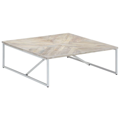 Coffee Table White Solid Mango Wood 43.3 x 43.3 x 14.2 in Durable