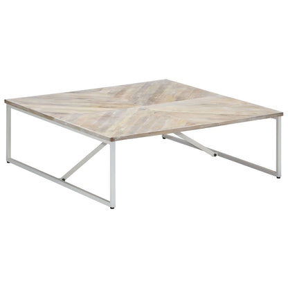 Coffee Table White Solid Mango Wood 43.3 x 43.3 x 14.2 in Durable