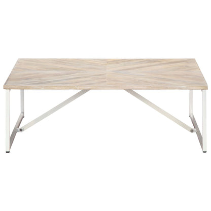 Coffee Table White Solid Mango Wood 43.3 x 43.3 x 14.2 in Durable