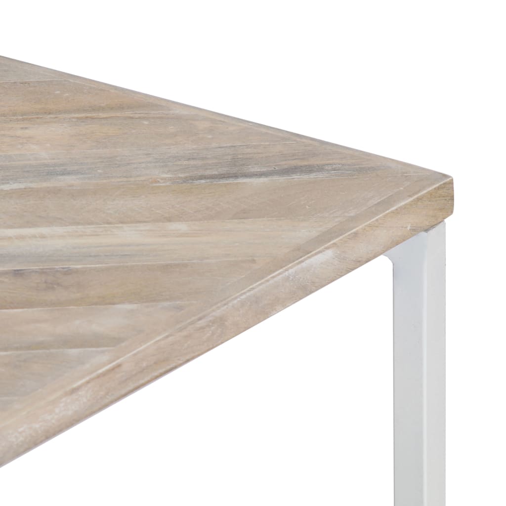 Coffee Table White Solid Mango Wood 43.3 x 43.3 x 14.2 in Durable