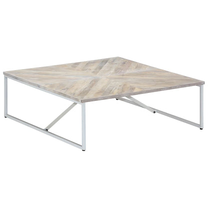 Coffee Table White Solid Mango Wood 43.3 x 43.3 x 14.2 in Durable