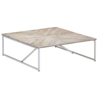 Coffee Table White Solid Mango Wood 43.3 x 43.3 x 14.2 in Durable