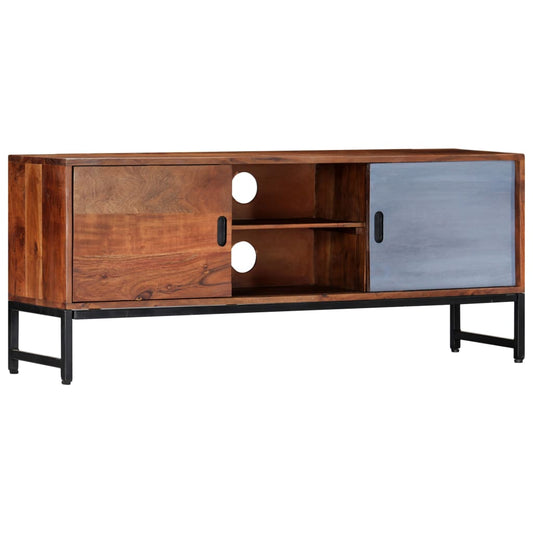 TV Cabinet Honey Finish with Blue Accent