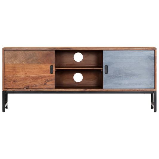 TV Cabinet Honey Finish with Blue Accent