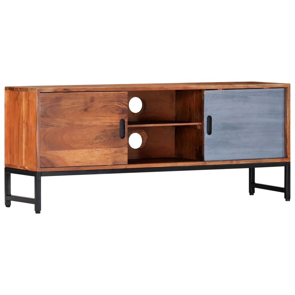 TV Cabinet Honey Finish with Blue Accent