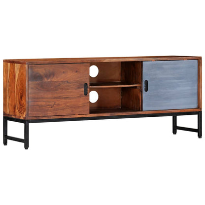 TV Cabinet Honey Finish with Blue Accent