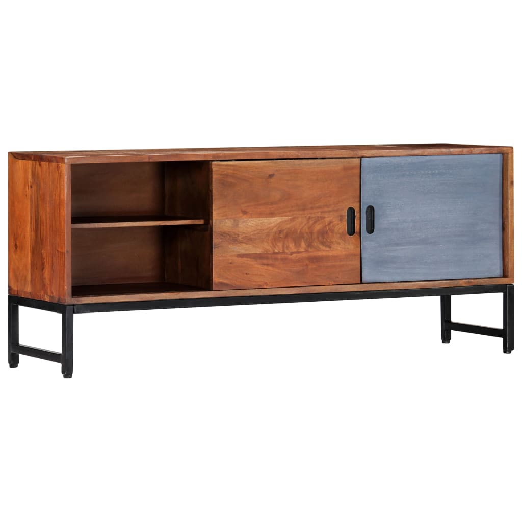 TV Cabinet Honey Finish with Blue Accent