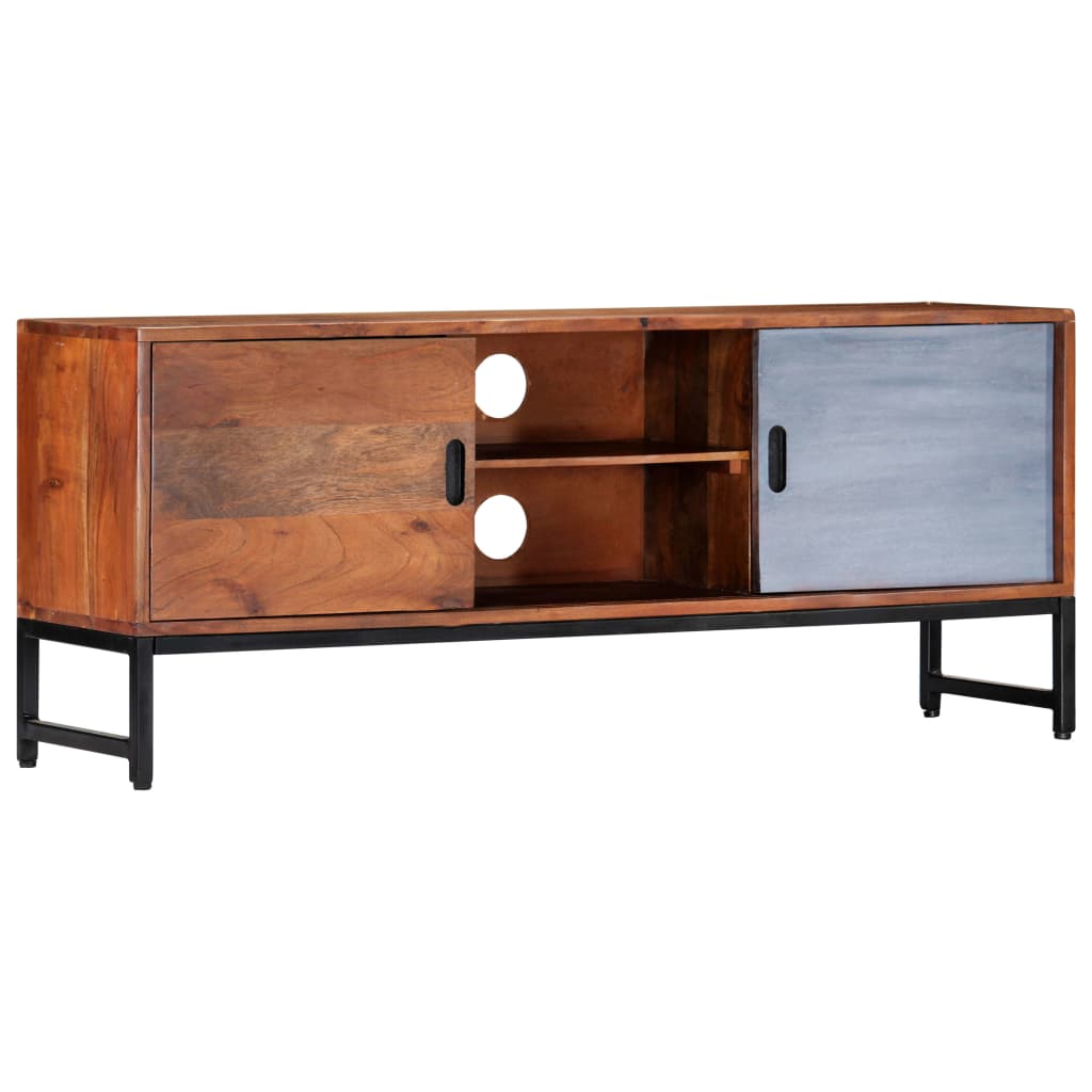 TV Cabinet Honey Finish with Blue Accent
