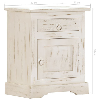 Bedside Cabinet White Solid mango wood 15.7 x 11.8 x 19.7 in