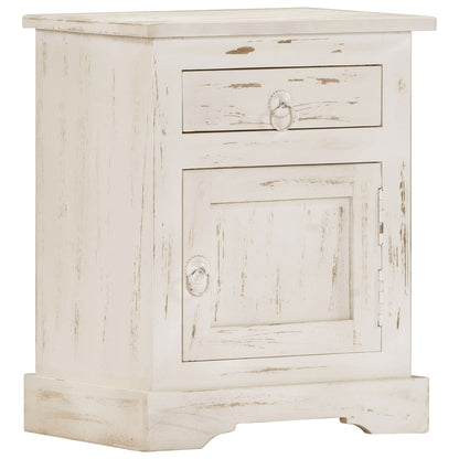 Bedside Cabinet White Solid mango wood 15.7 x 11.8 x 19.7 in