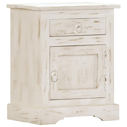 Bedside Cabinet White Solid mango wood 15.7 x 11.8 x 19.7 in