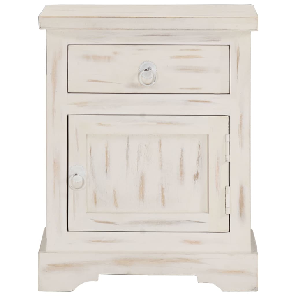 Bedside Cabinet White Solid mango wood 15.7 x 11.8 x 19.7 in