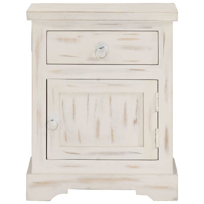 Bedside Cabinet White Solid mango wood 15.7 x 11.8 x 19.7 in