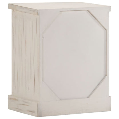 Bedside Cabinet White Solid mango wood 15.7 x 11.8 x 19.7 in