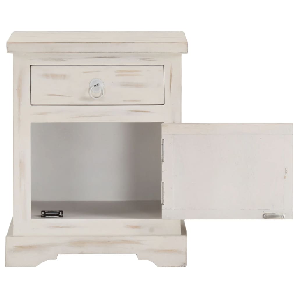 Bedside Cabinet White Solid mango wood 15.7 x 11.8 x 19.7 in