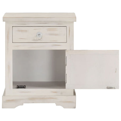 Bedside Cabinet White Solid mango wood 15.7 x 11.8 x 19.7 in