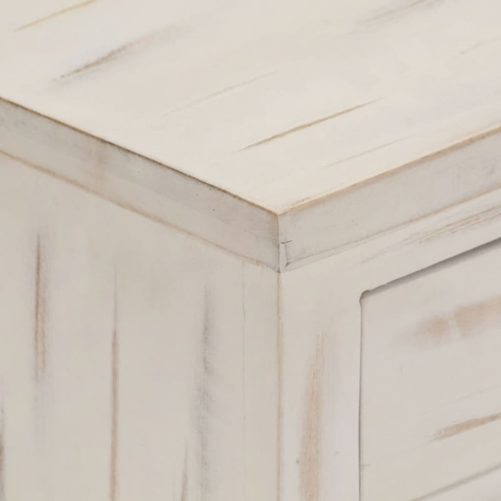 Bedside Cabinet White Solid mango wood 15.7 x 11.8 x 19.7 in