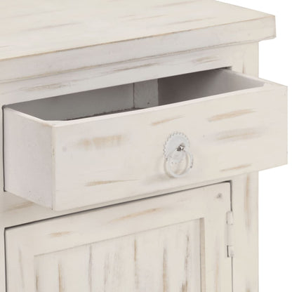 Bedside Cabinet White Solid mango wood 15.7 x 11.8 x 19.7 in