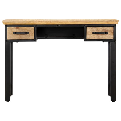 Writing Table Natural and Black Solid Mango Wood, Engineered Wood