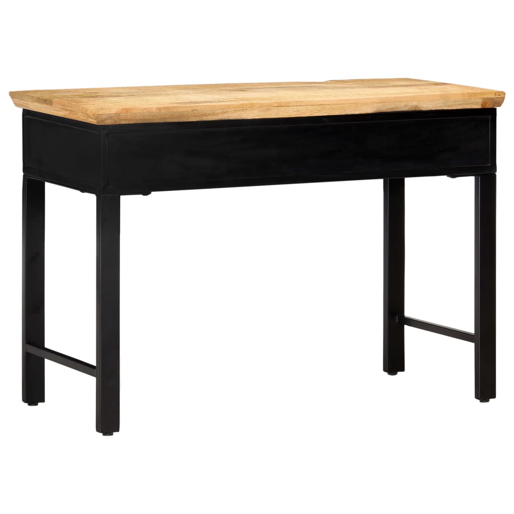 Writing Table Natural and Black Solid Mango Wood, Engineered Wood