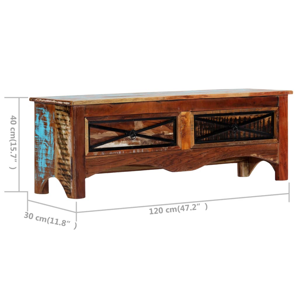 TV Cabinet Multicolor Solid Reclaimed Wood 47.2x11.8x15.7 in