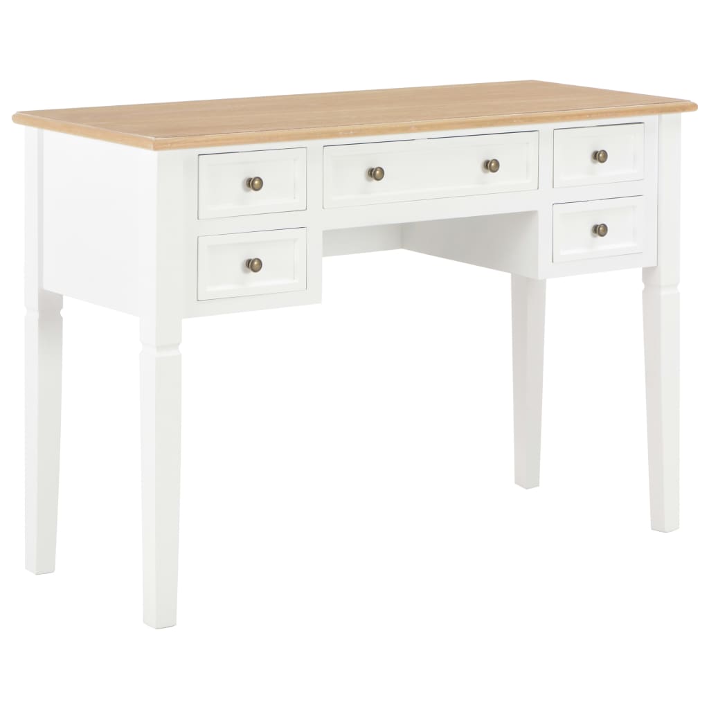 Writing Desk White and Brown MDF and Pinewood Standard