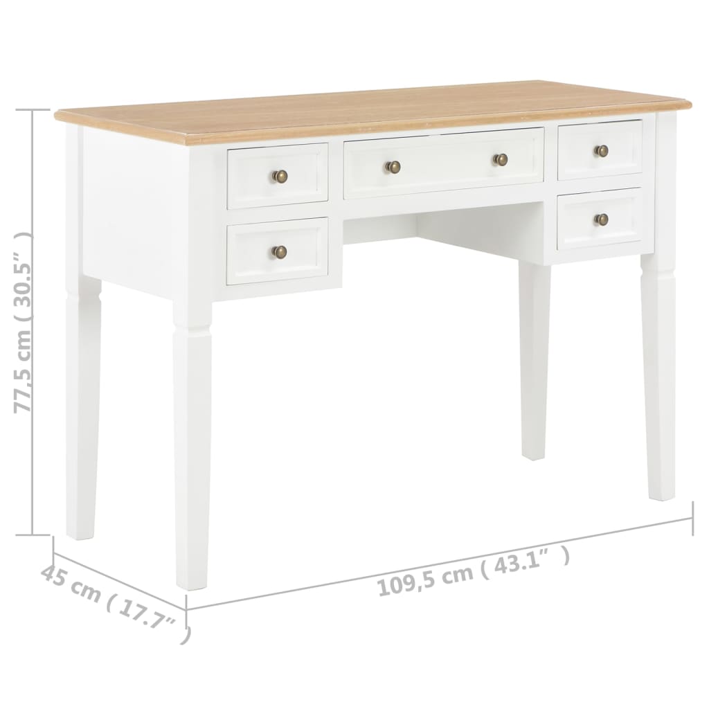 Writing Desk White and Brown MDF and Pinewood Standard