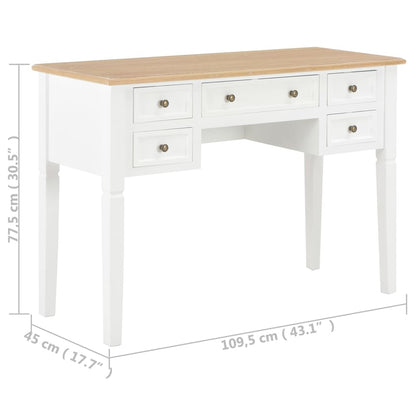 Writing Desk White and Brown MDF and Pinewood Standard