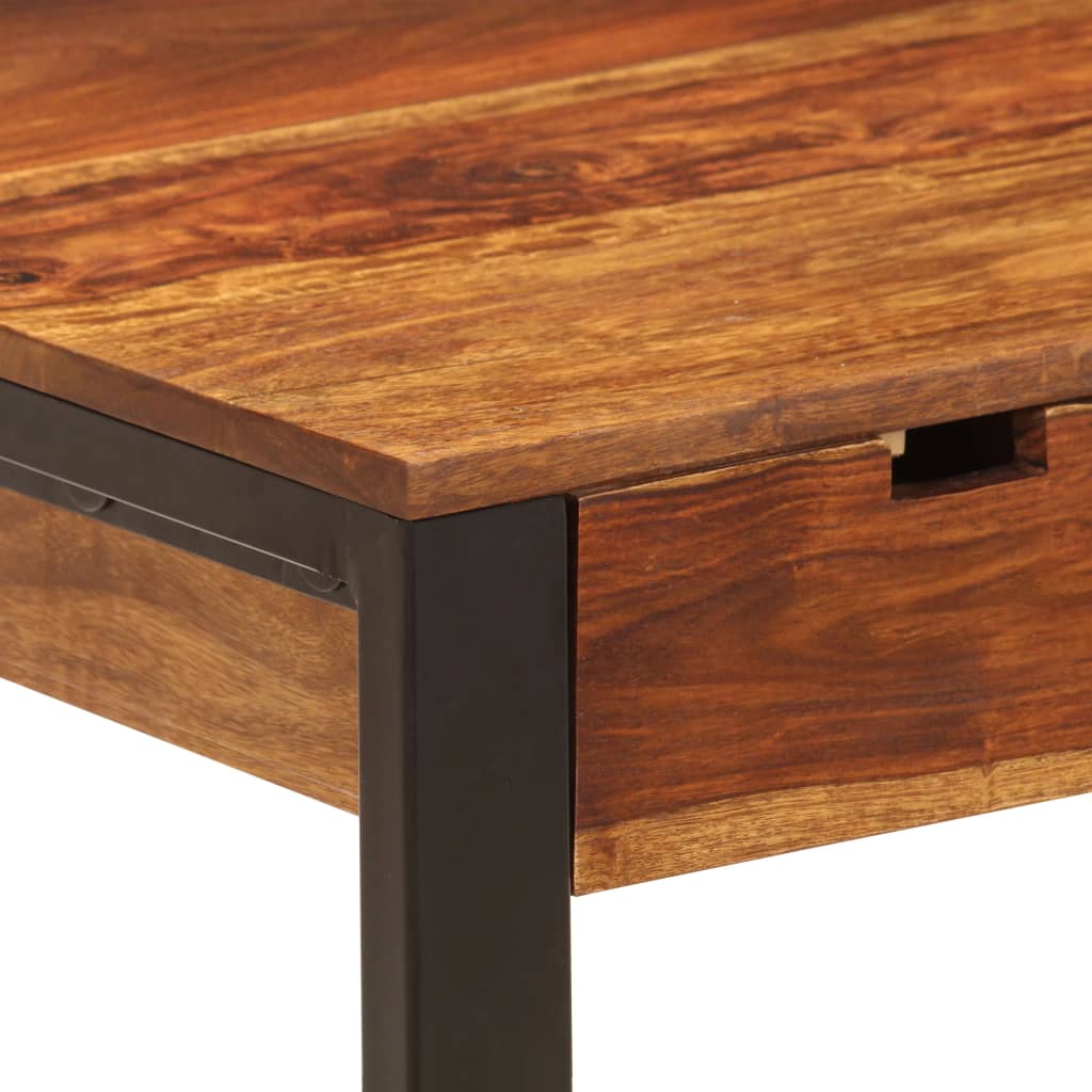 Desk Acacia wood brown, black Acacia wood and powder-coated steel