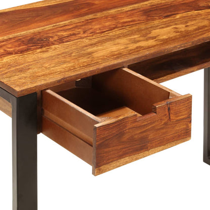 Desk Acacia wood brown, black Acacia wood and powder-coated steel