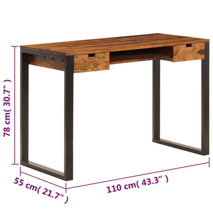 Desk Acacia wood brown, black Acacia wood and powder-coated steel
