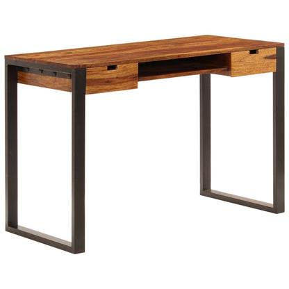 Desk Acacia wood brown, black Acacia wood and powder-coated steel