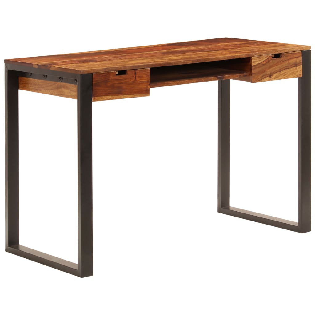 Desk Acacia wood brown, black Acacia wood and powder-coated steel