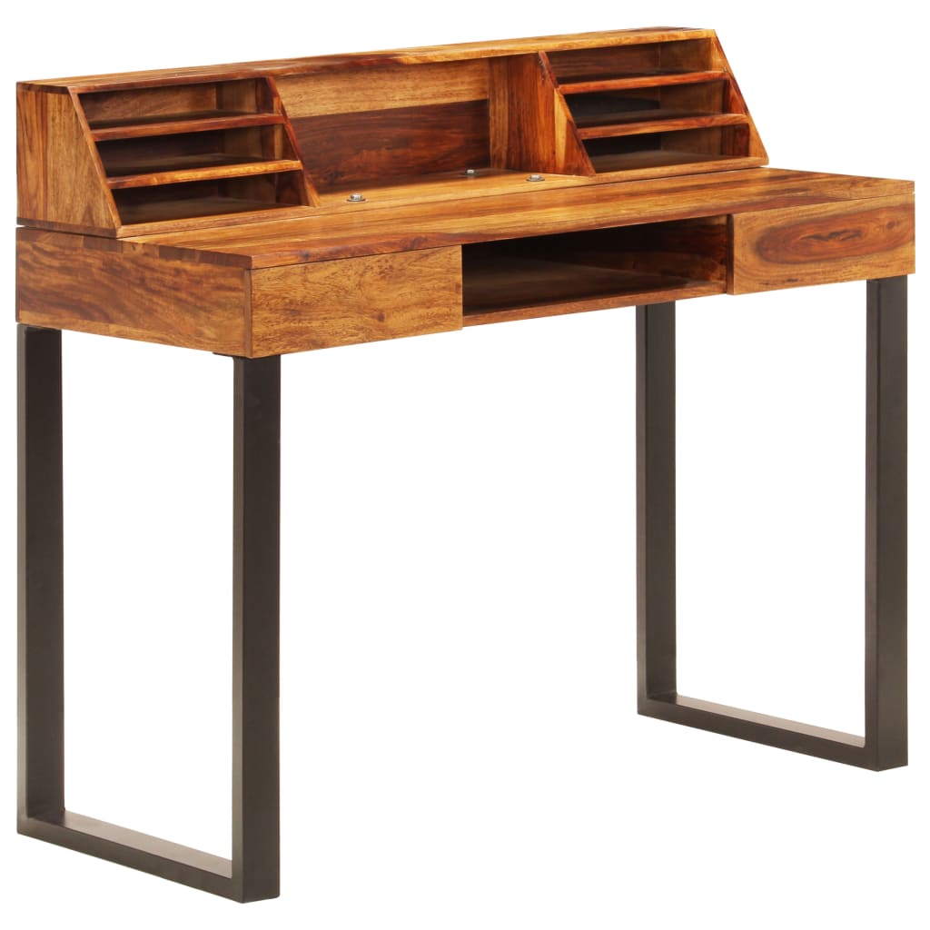 Desk Natural Wood Solid Acacia Wood and Powder Coated Steel