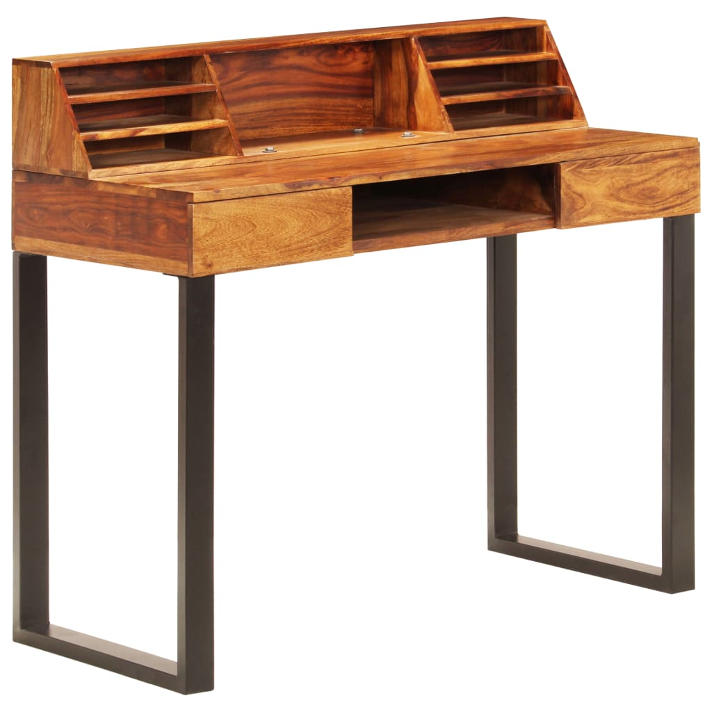 Desk Natural Wood Solid Acacia Wood and Powder Coated Steel