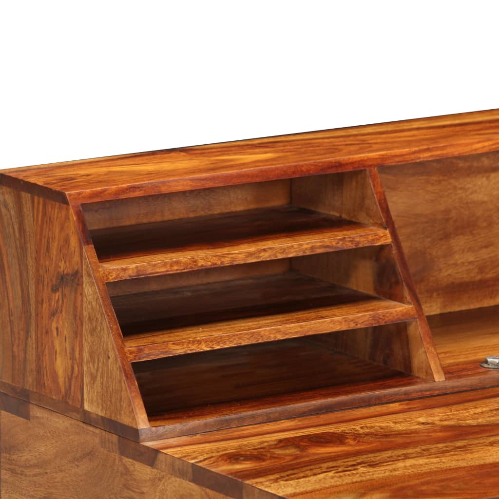 Desk Natural Wood Solid Acacia Wood and Powder Coated Steel