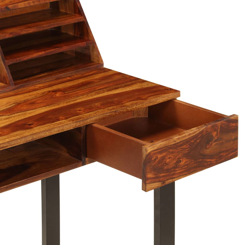 Desk Natural Wood Solid Acacia Wood and Powder Coated Steel